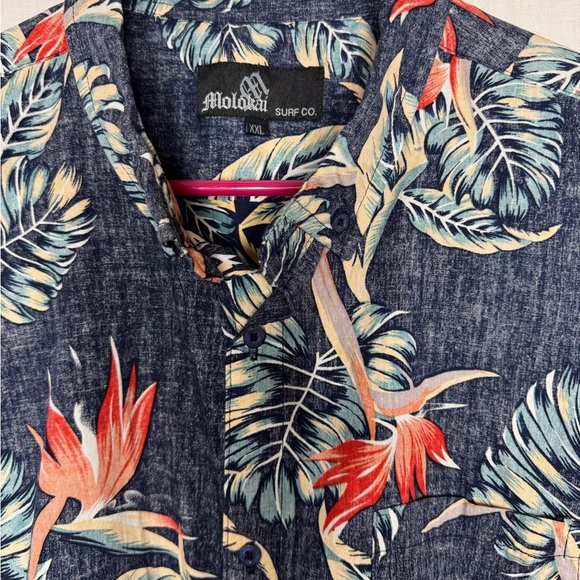 Molokai Surf Co Reverse Print Bird Of Paradise Hawaiian Shirt Short Sleeve Luau - Picture 4 of 9